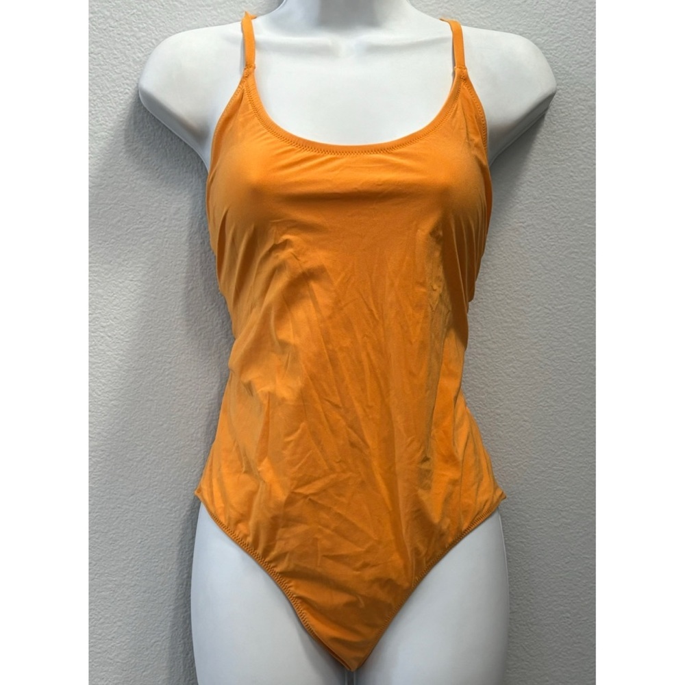 womens H&M yellow orange one piece bathing suit - size 10